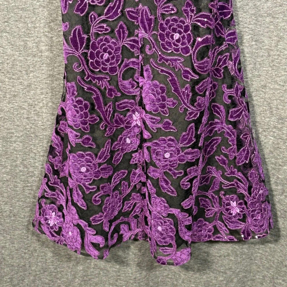 Dress The Population Fernanda Gown Midnight Plum Strapless Floral Sequin Small - Picture 10 of 14